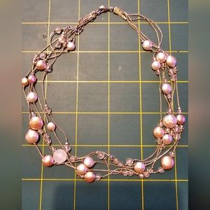 Beautiful four strand silver tone necklace 16 in